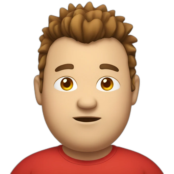 fat guy with a red shirt, brown hair and a mohawk emoji