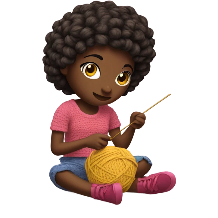 funky girl crochetting emoji