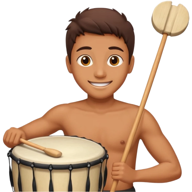 smiling person beating a drum at dawn for sahur emoji