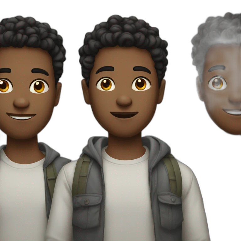 3 white young men emoji