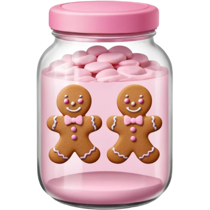 pastel pink christmas gingerbread cookies in jar with pink lid  emoji