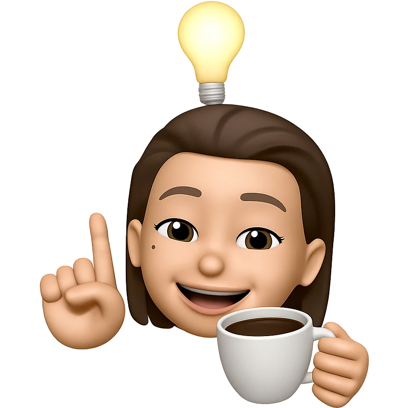 add a cup of coffee in her hand and keep the same style as the original image emoji