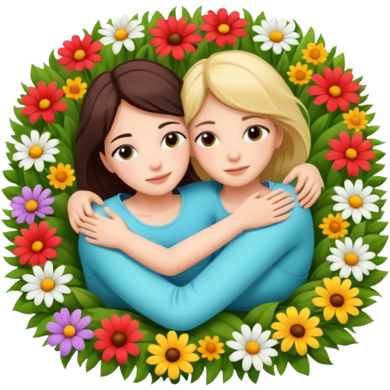 two girls lying on top of each other wrapped around each other lying down emoji