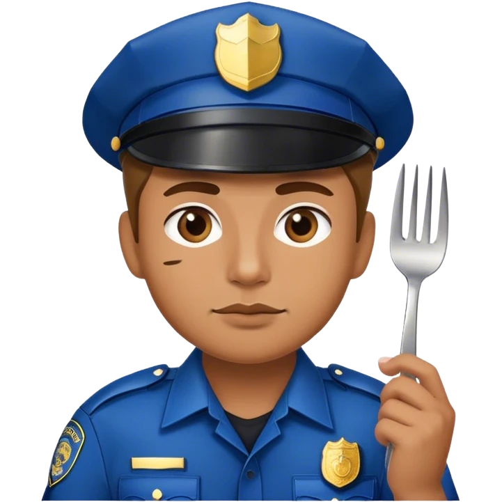 Police with fork u￼p chin emoji