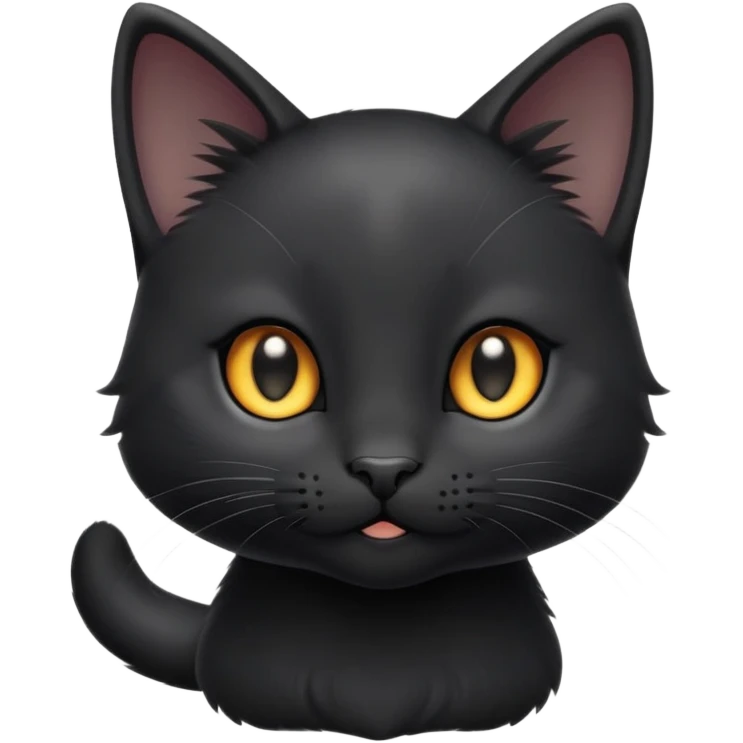 cinematic-cute-black-kitten cat-portrait-emoji,-head-tilted-playfully-and-inquisitively,-sleek-black-fur-with-subtle-hints-of-deep-gray,-simplified-yet-adorable-features,-highly-detailed,-glowing-with-a-warm,-friendly-glow emoji