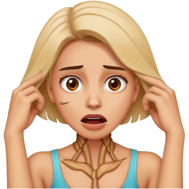 women holding her neck crisscrossed going crazy emoji