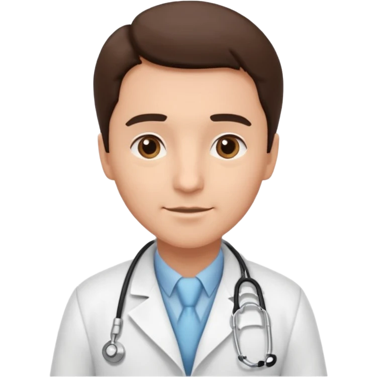 doctor in classic white coat with stethoscope, friendly facial expression emoji