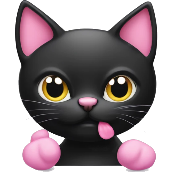 Black cat with pink bolw emoji