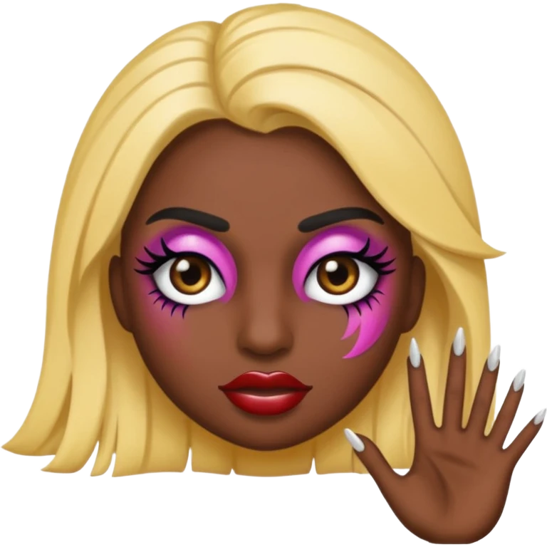 Baddie emoji with fake lashes and nails emoji