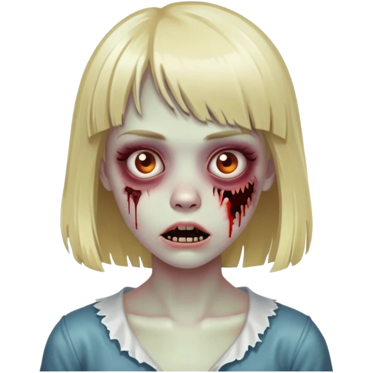 Blonde zombie girl emoji with bangs emoji