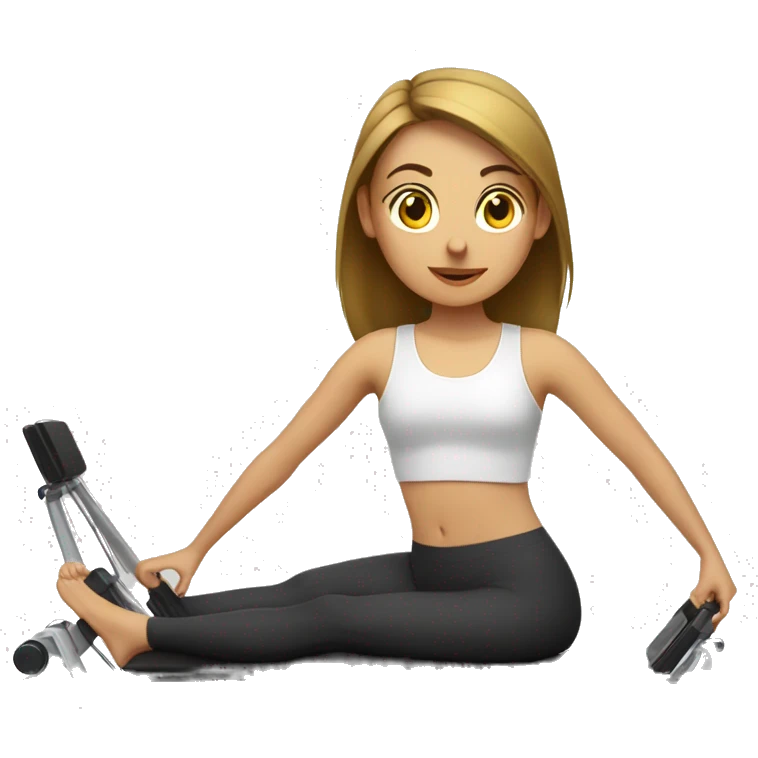 Girl doing Pilates on a reformer  emoji
