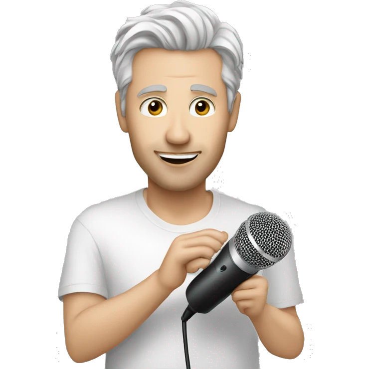 singer white man with mmicrophone emoji