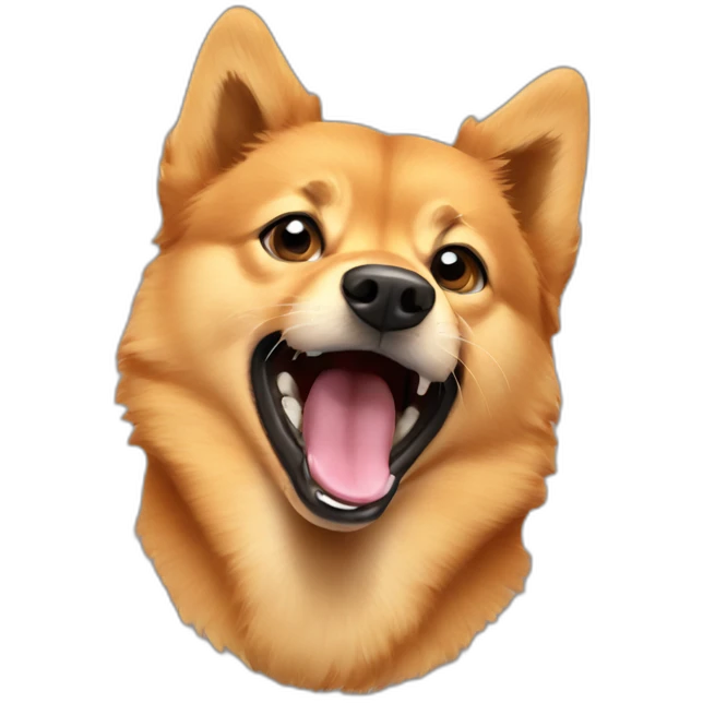 a Finnish Spitz with it's mouth open emoji
