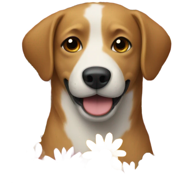 One dog whit flowers  emoji