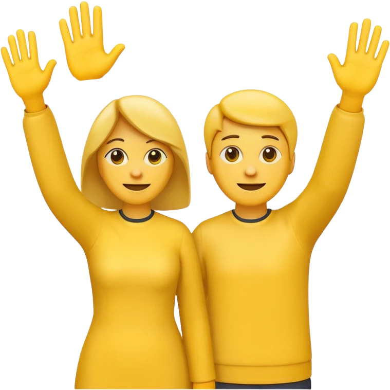 two figures from behind waving emoji style emoji