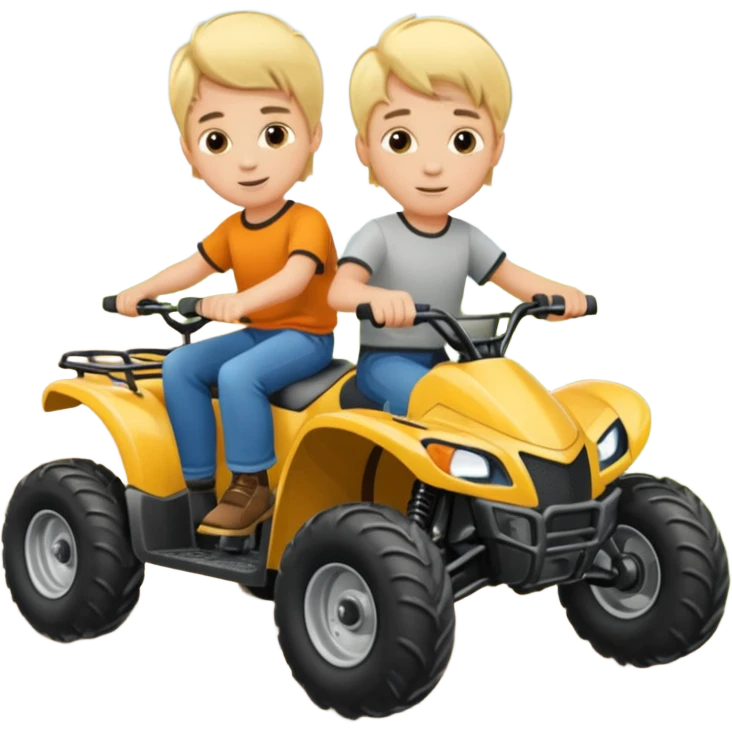 Please make 2 separate young boys both blonde riding four wheelers emoji