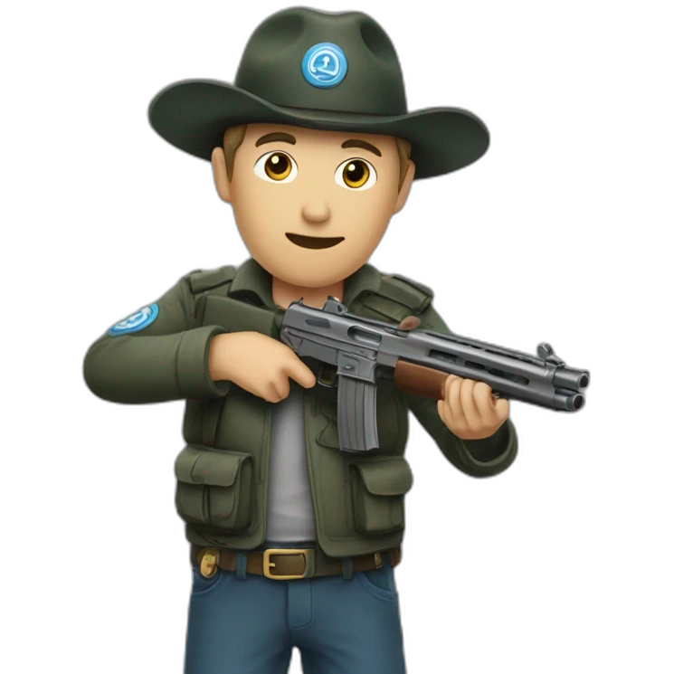 Un combrioleur avec un pistolet emoji