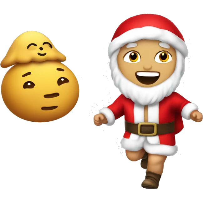 skipping sprint baby Jesus santa costume emoji