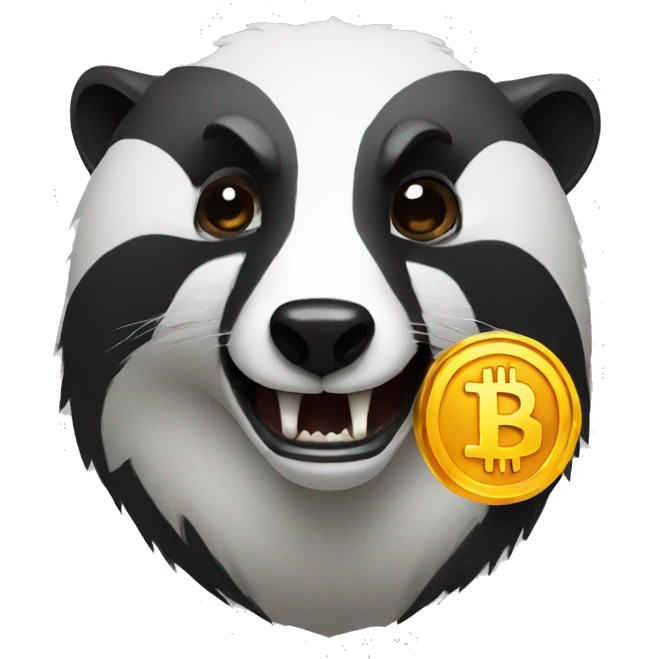 angry badger with bitcoin emoji