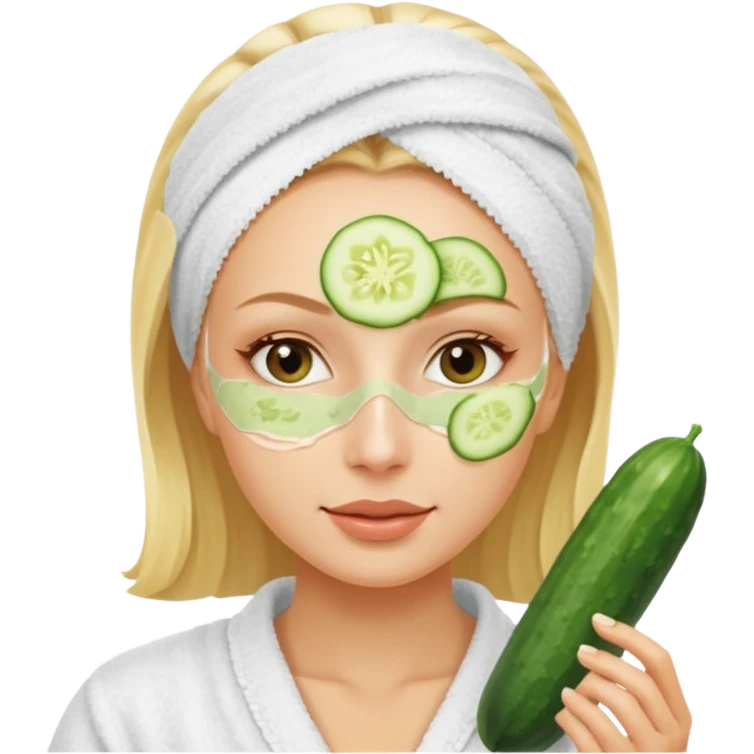 Блондинка делает маску  emoji