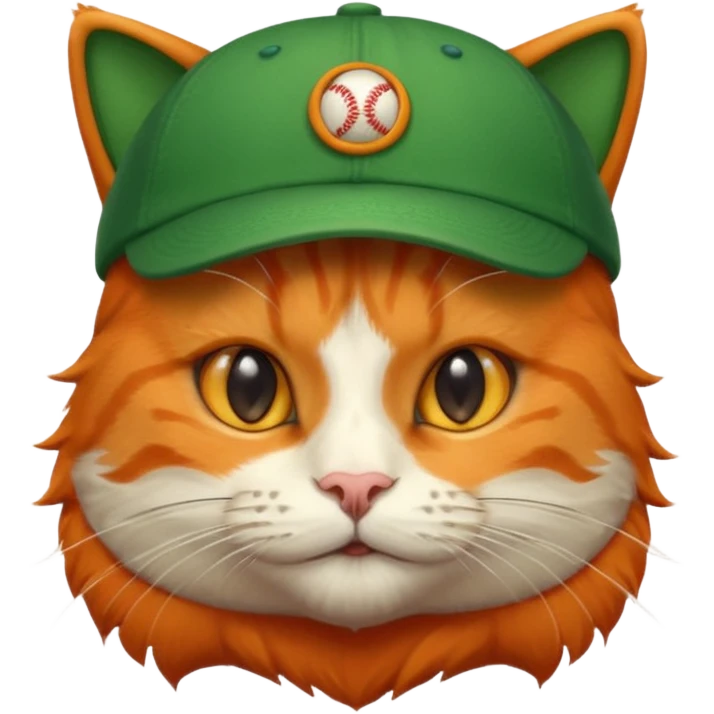 Cat in Green Cap – orange cat wearing a small baseball-style cap. emoji