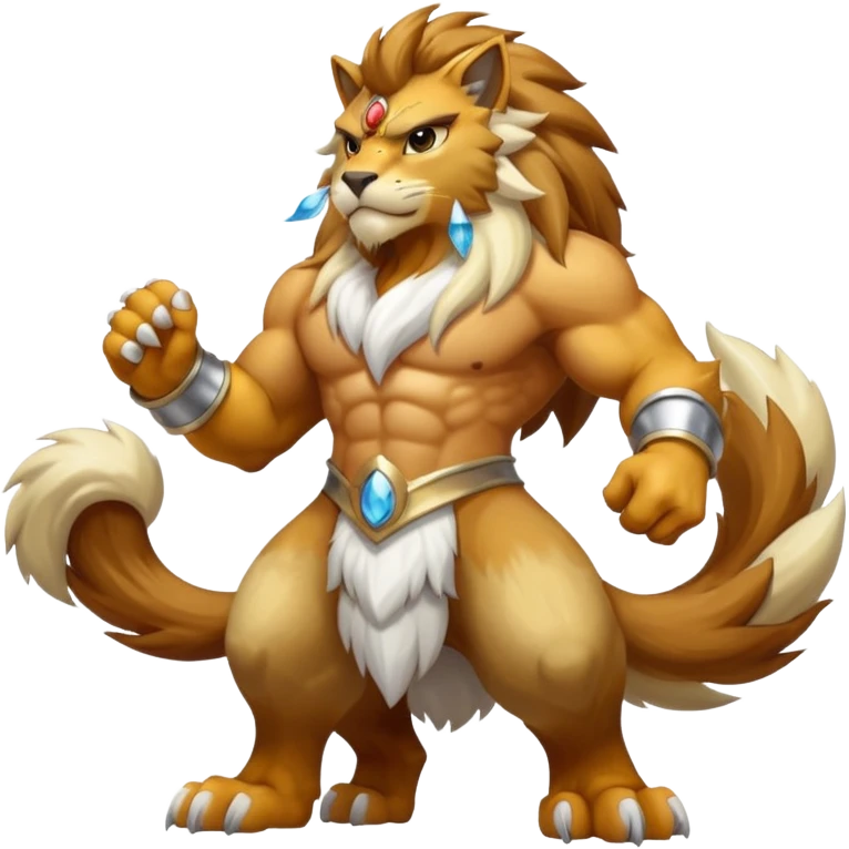 White Shiny Anthro Entei-feline-cat (full body) emoji