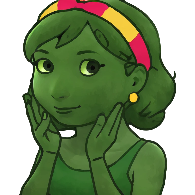 A girl is rubbing her emoji
