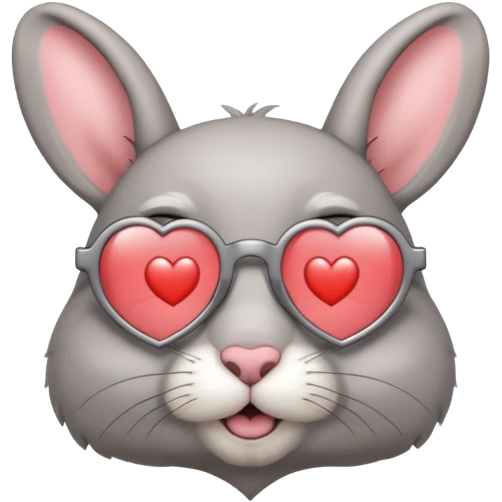 Gray bunny wearing heart-shaped glasses, half body emoji