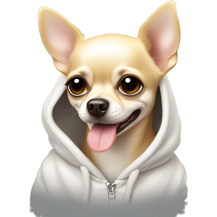 Smiling vanilla chihuahua wearing hoodie  emoji
