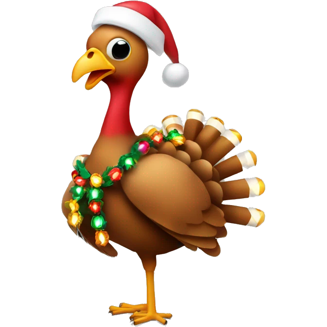 Turkey wrapped in Christmas lights  emoji
