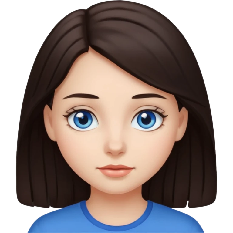 Chica pelo castaño oscuro y ojos azules emoji