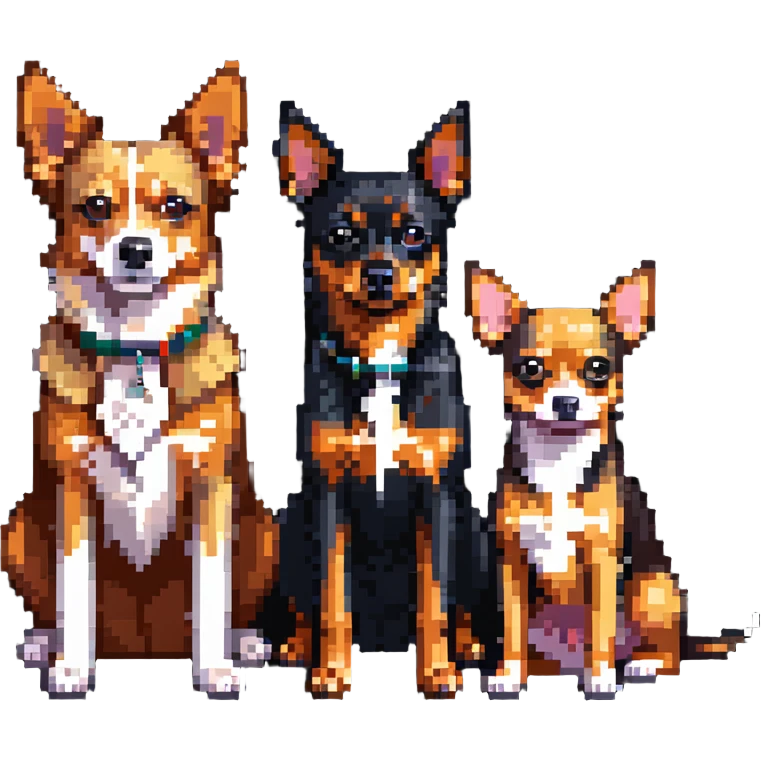 two shepherd dogs and a miniature pinscher Chihuahua together emoji
