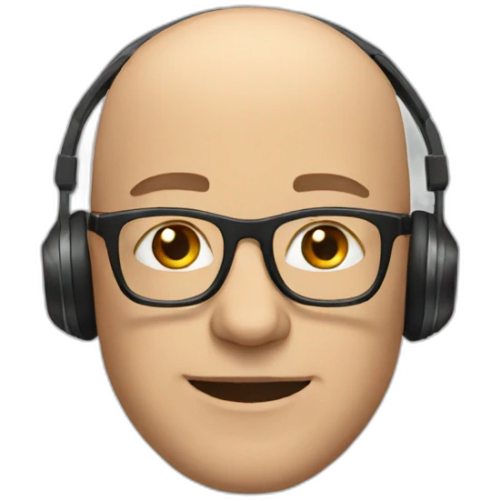 bald man with glasses and headphones emoji