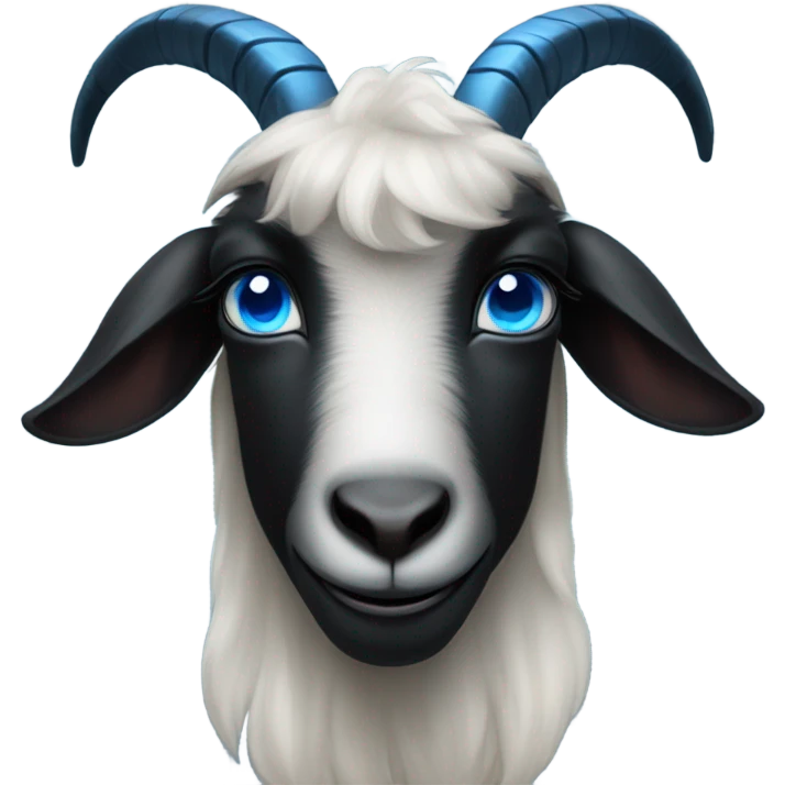 black mini goat with blue eyes ahorns emoji