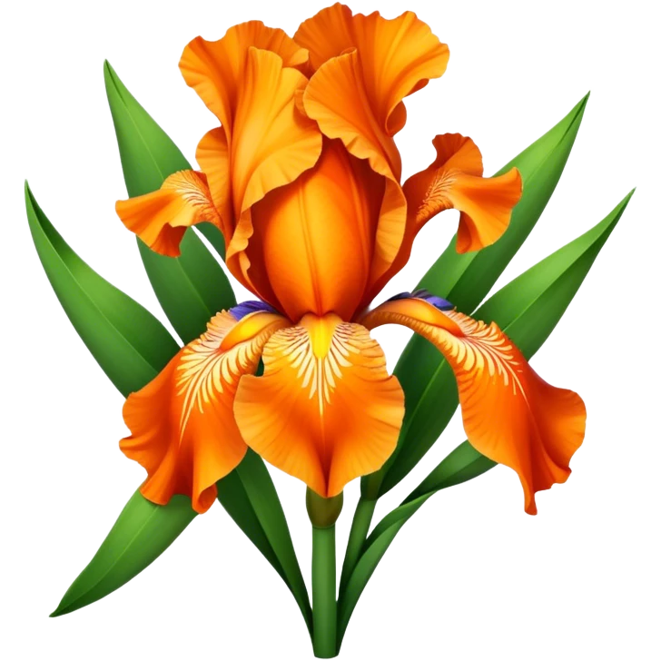 big bouquet Vibrant Orange Iris, luxuriant, leaf, bud emoji