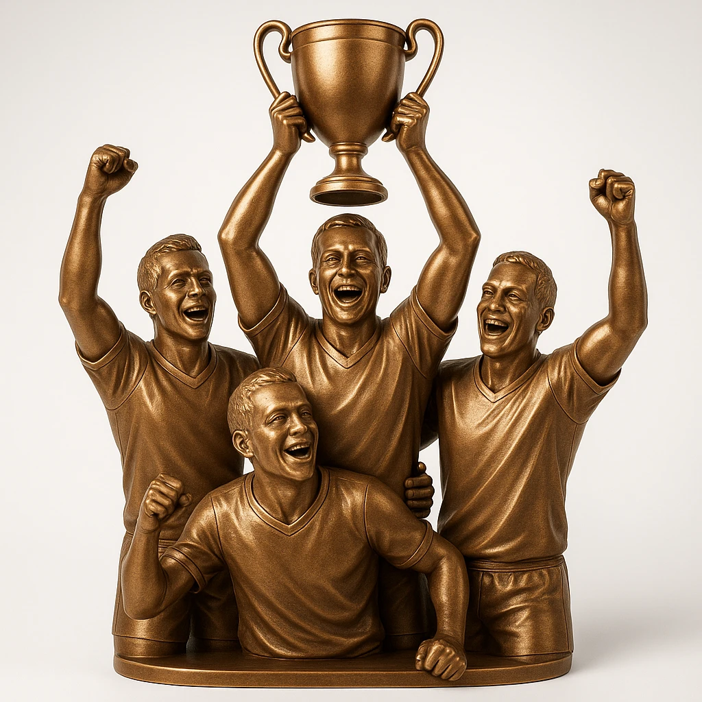 team celebrating with trophy emoji