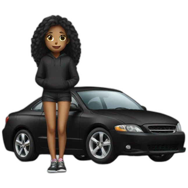 Black car with a girl emoji
