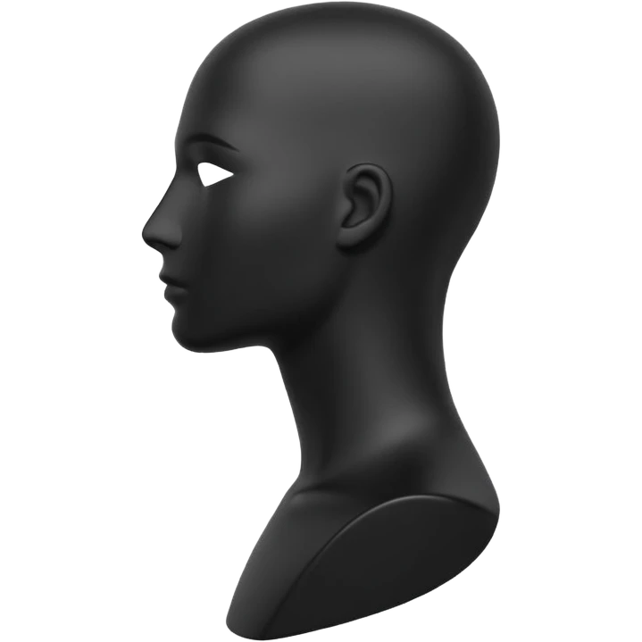 Minimalistic flat vector icon, iOS style, thin black contour on white background. Matte black mannequin in profile in 3D monochrome style. emoji