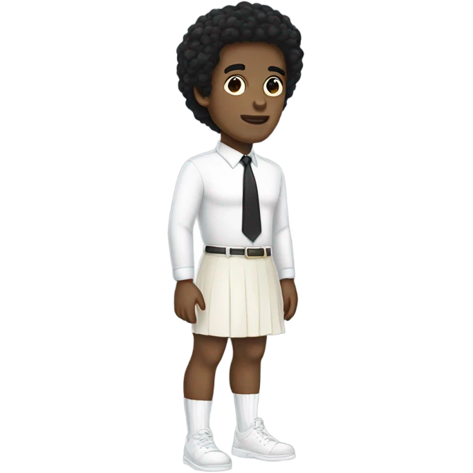 white man black hair in a white skirt white socks emoji