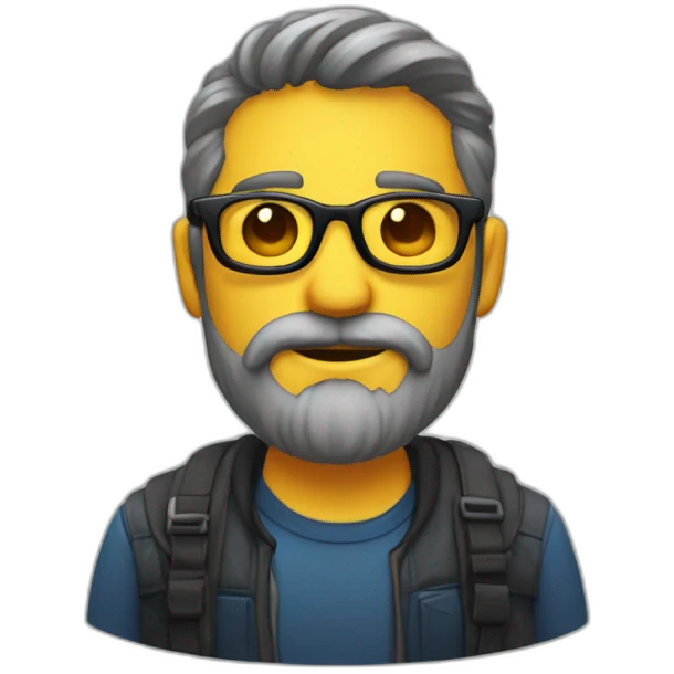 Calvo con gafas y barba despistado emoji