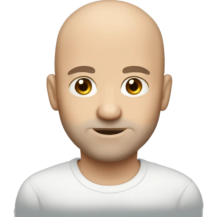 Curious bald white man with blue eyes and short brown goatee  emoji