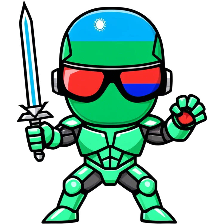 Cyber-Uzbek in retro wave style emoji