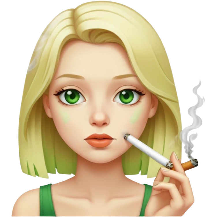 Blonde girl high while smoking a blunt (NOT ORANGE, BROWN.) emoji