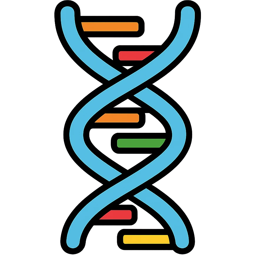 the concept of life, visualized as a DNA double helix with bright colors, clean vector style emoji