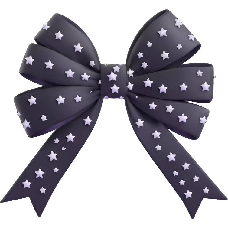 sparkly black bow with stars, no gold emoji
