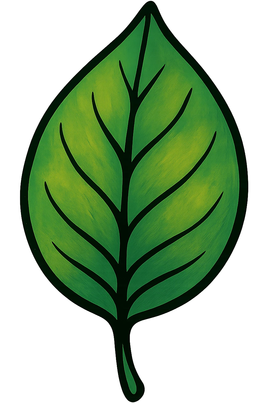 bold ghibli style icon of a leaf emoji
