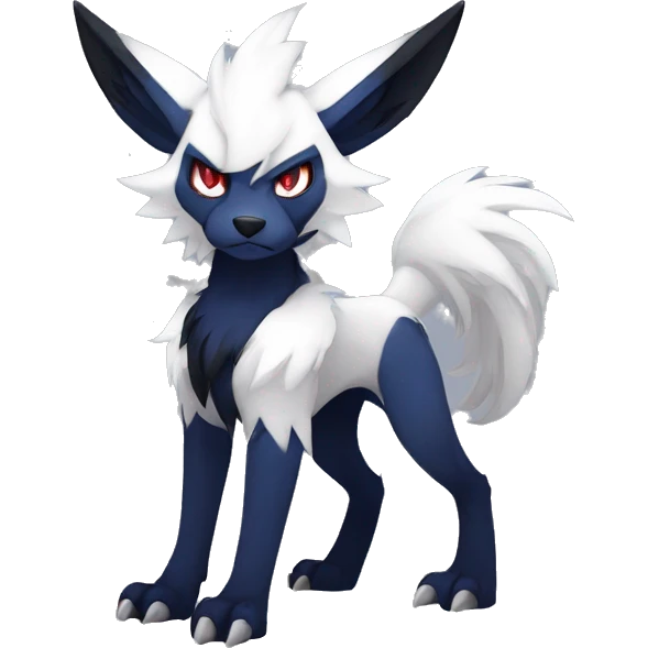 Edgy Cool Anthro Absol-Lycanroc Midnight Form-Pokémon Full Body emoji
