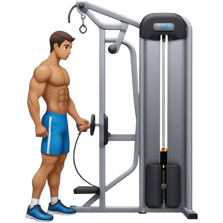 side-view man standing cable-machine tricep-pushdown emoji