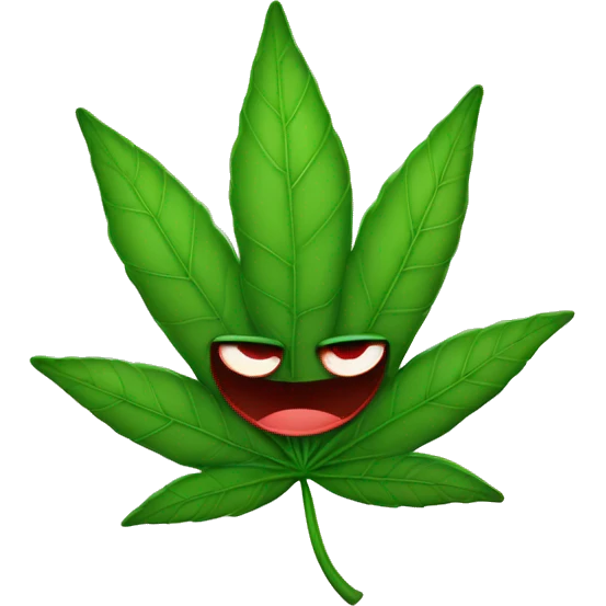 Happy weed leaf with red eyes emoji
