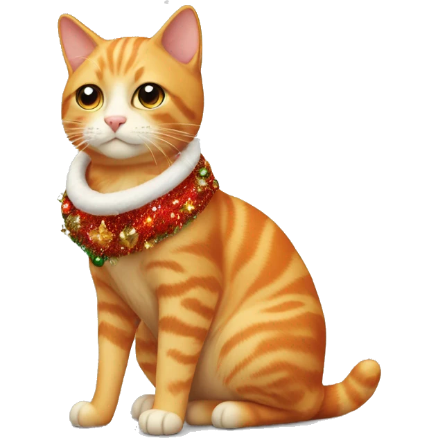 Orange cat with a Christmas  outfit on ￼ emoji